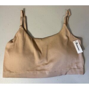 No Boundaries Cami Bralette Women XXXL Beige Seamless Ribbed Crop Top NEW